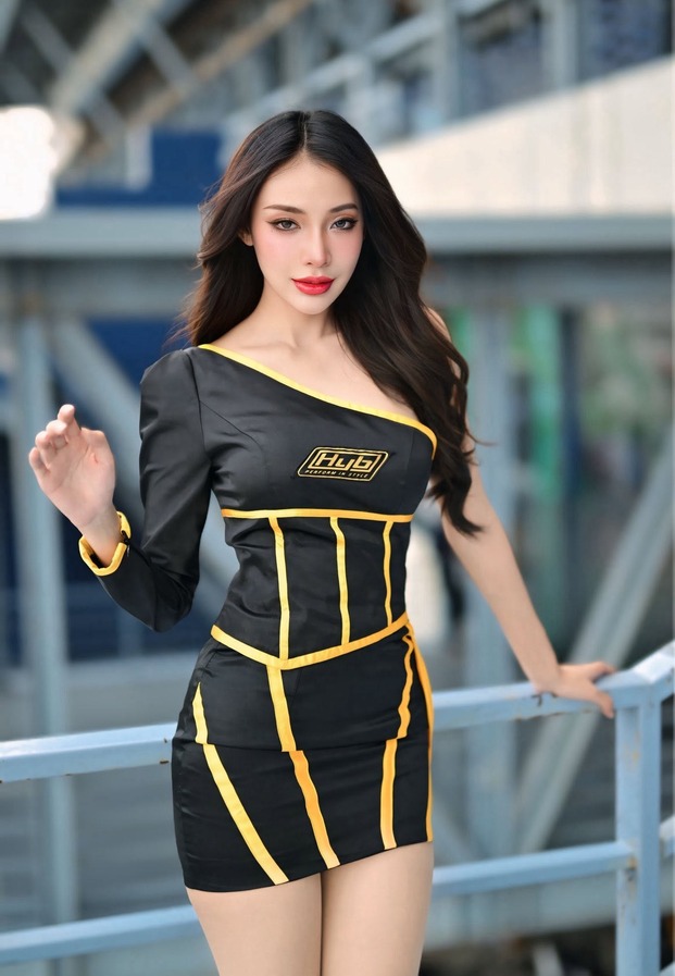 เชียลดา ไชยวงศ์ ในชุดพริตตี้ประจำสนามแข่ง